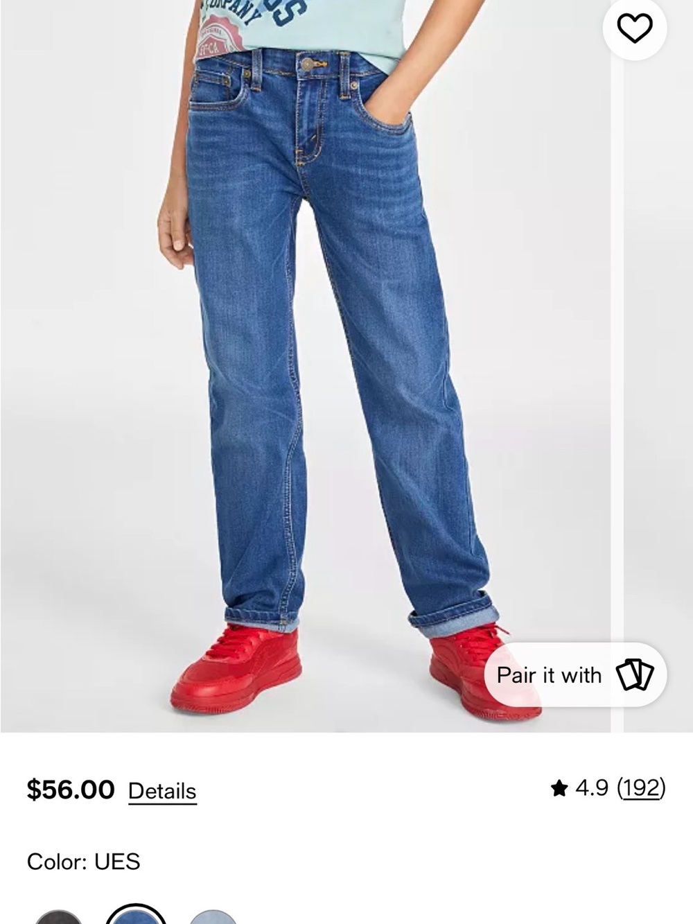 Boy’s Levi's Relaxed Straight Jeans in Blue NWT